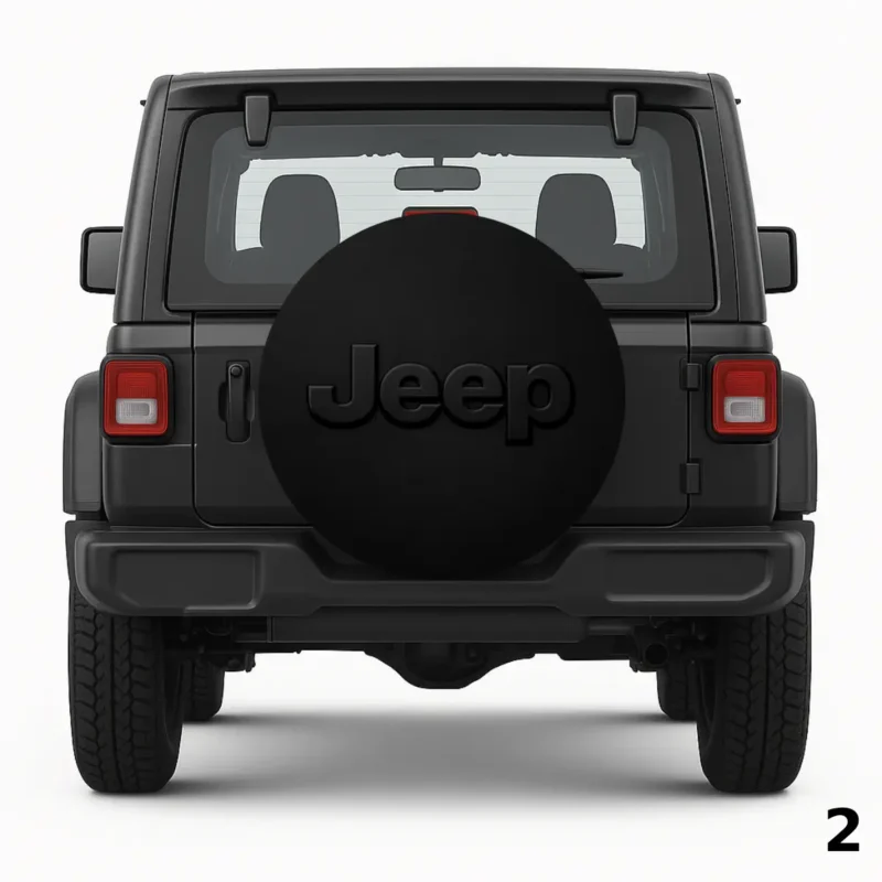 =Black Jeep Logo Spare Tire Cover