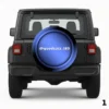 =Black and Blue Text Design Spare Tire Cover