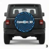 =Black and Blue Text Design Spare Tire Cover