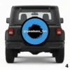 =Black and Blue Text Design Spare Tire Cover