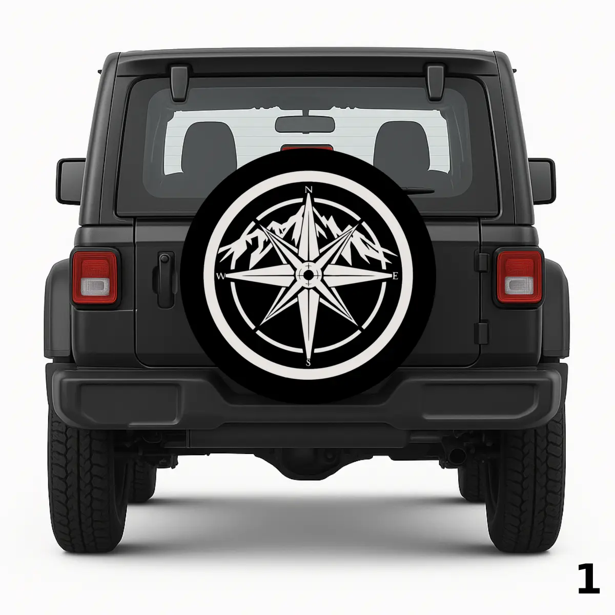 =Compass with mountain background Spare Tire Cover