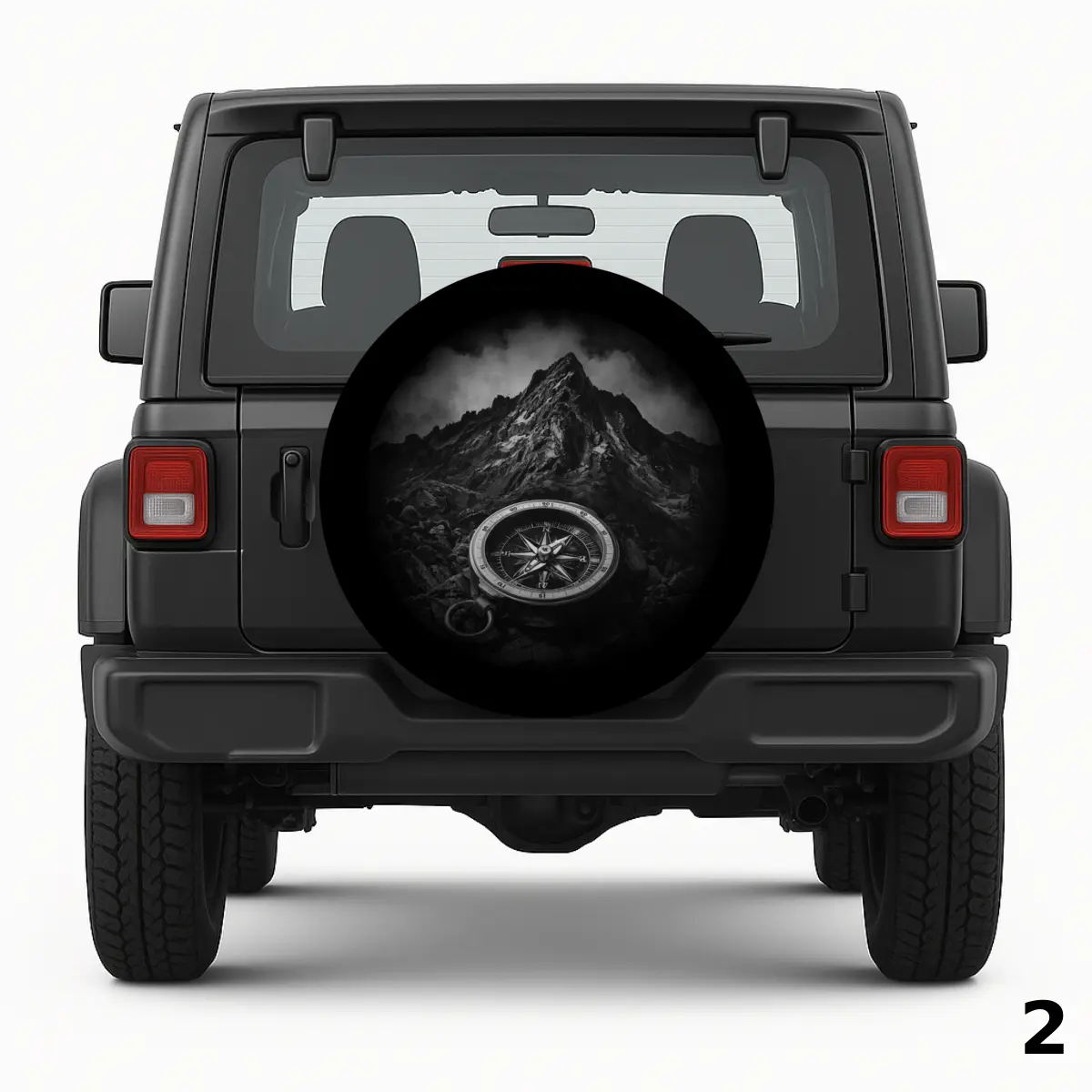 =Compass with mountain background Spare Tire Cover