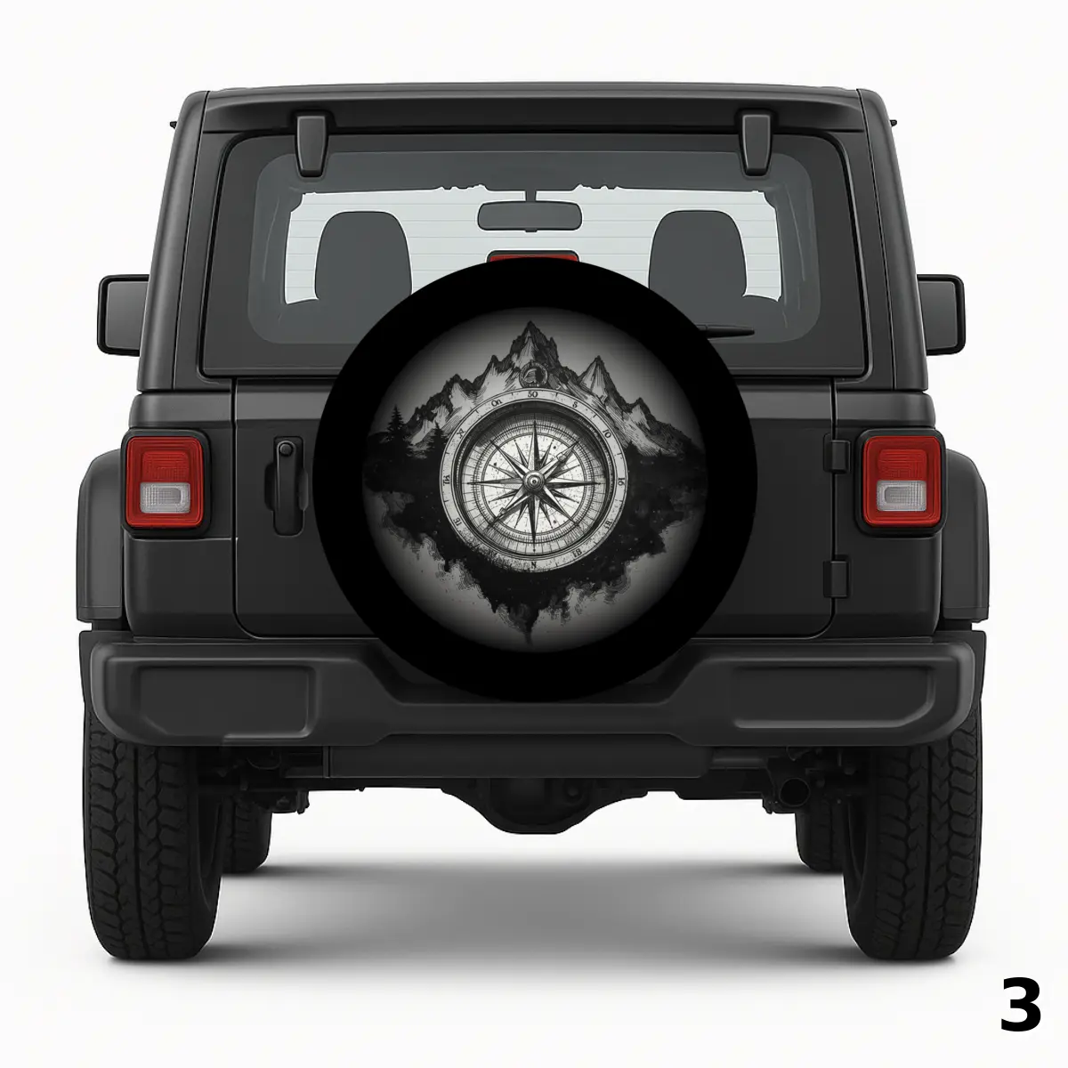 =Compass with mountain background Spare Tire Cover