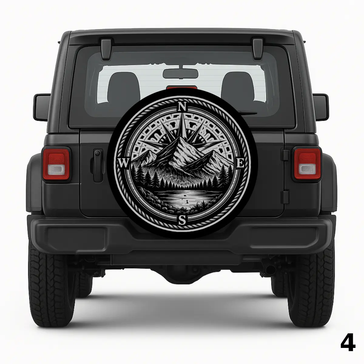 =Compass with mountain background Spare Tire Cover