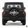 =Compass with mountain background Spare Tire Cover
