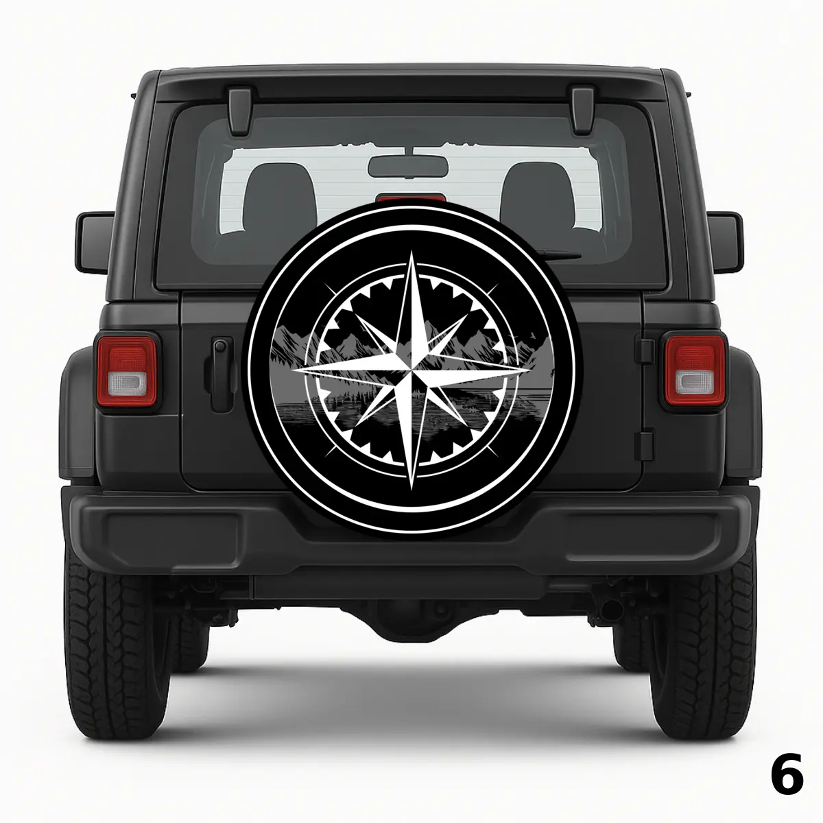 =Compass with mountain background Spare Tire Cover