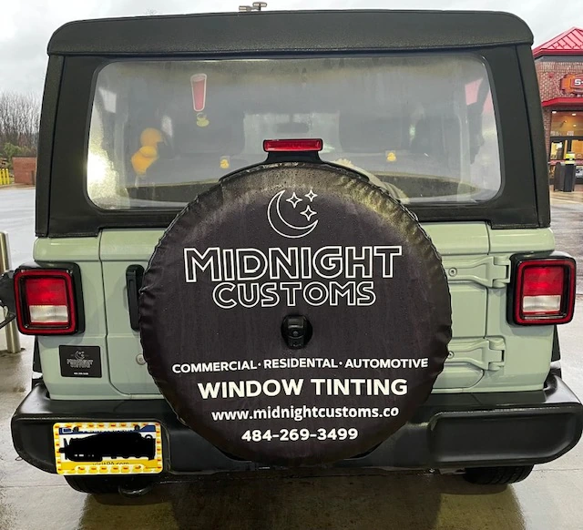 Jeep Wrangler spare tire cover — customer photo by Brandy S, USA, PA