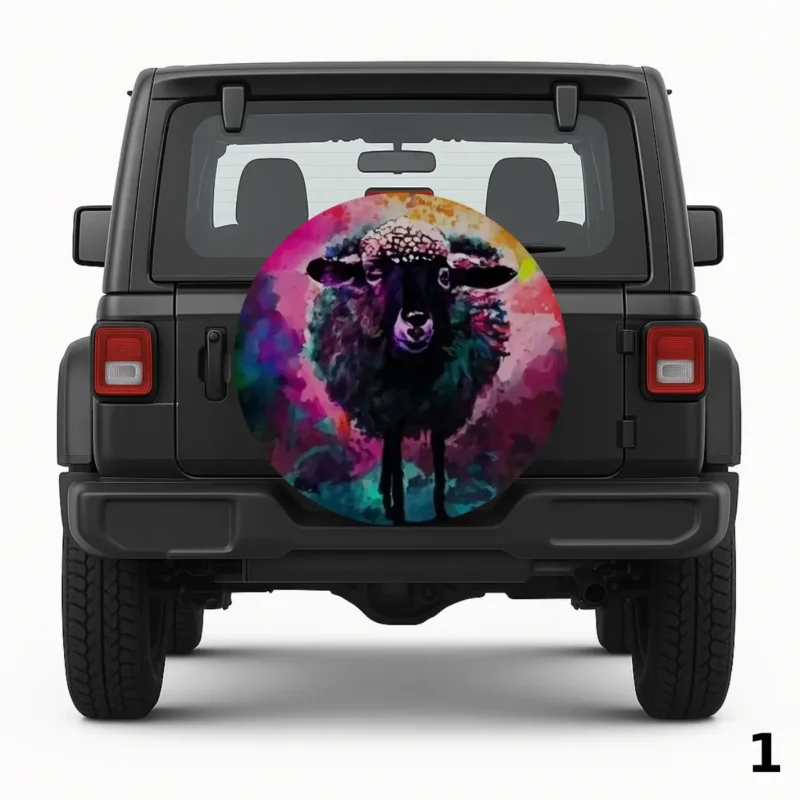 =Watercolor Black Sheep Spare Tire Cover