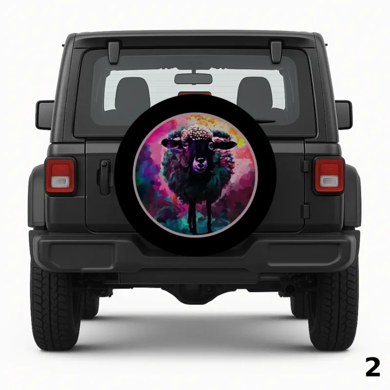 =Watercolor Black Sheep Spare Tire Cover