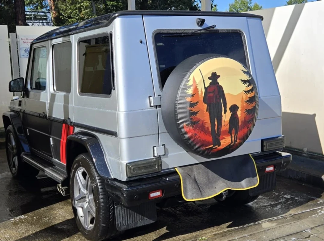 Spare tire cover Hunter installed on Car - Clients review