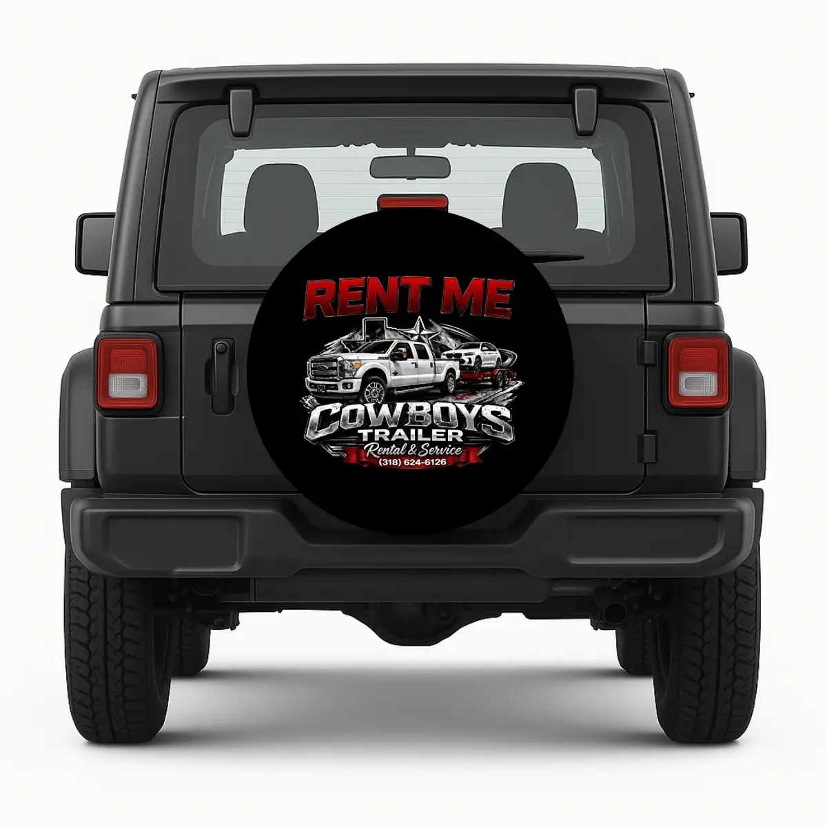 Cowboys Trailer Rental & Service — custom spare tire cover by Wheel Shell