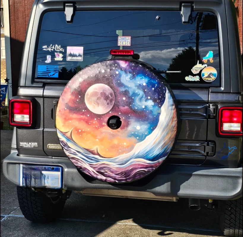 Spare tire cover installed on Jeep wrangler - review from a customer