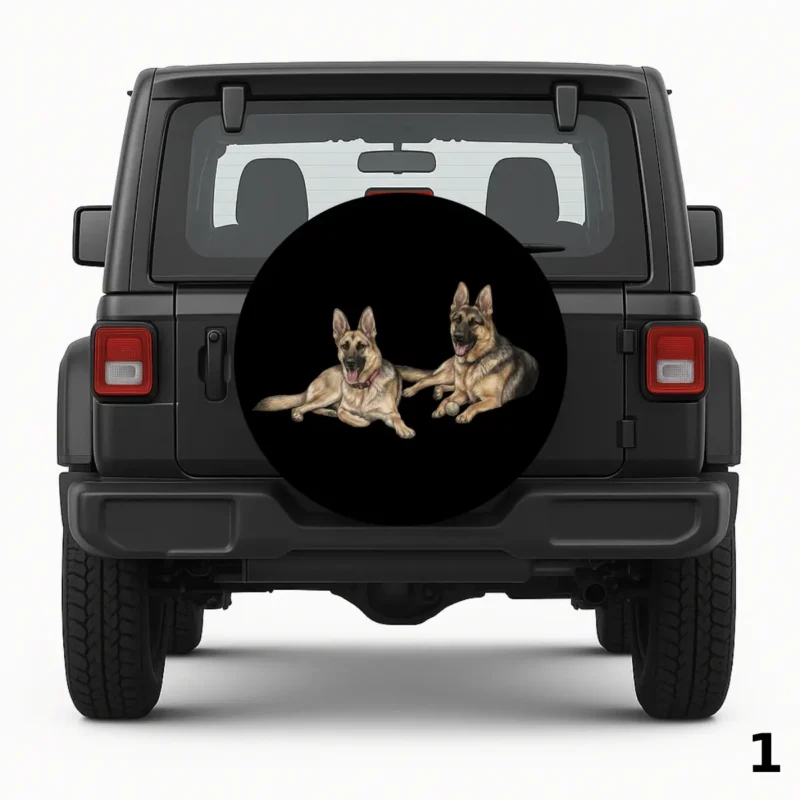 =Two German shepherds Spare Tire Cover