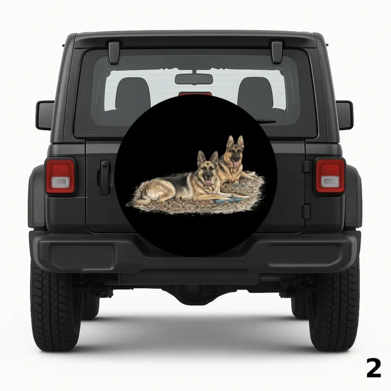 =Two German shepherds Spare Tire Cover