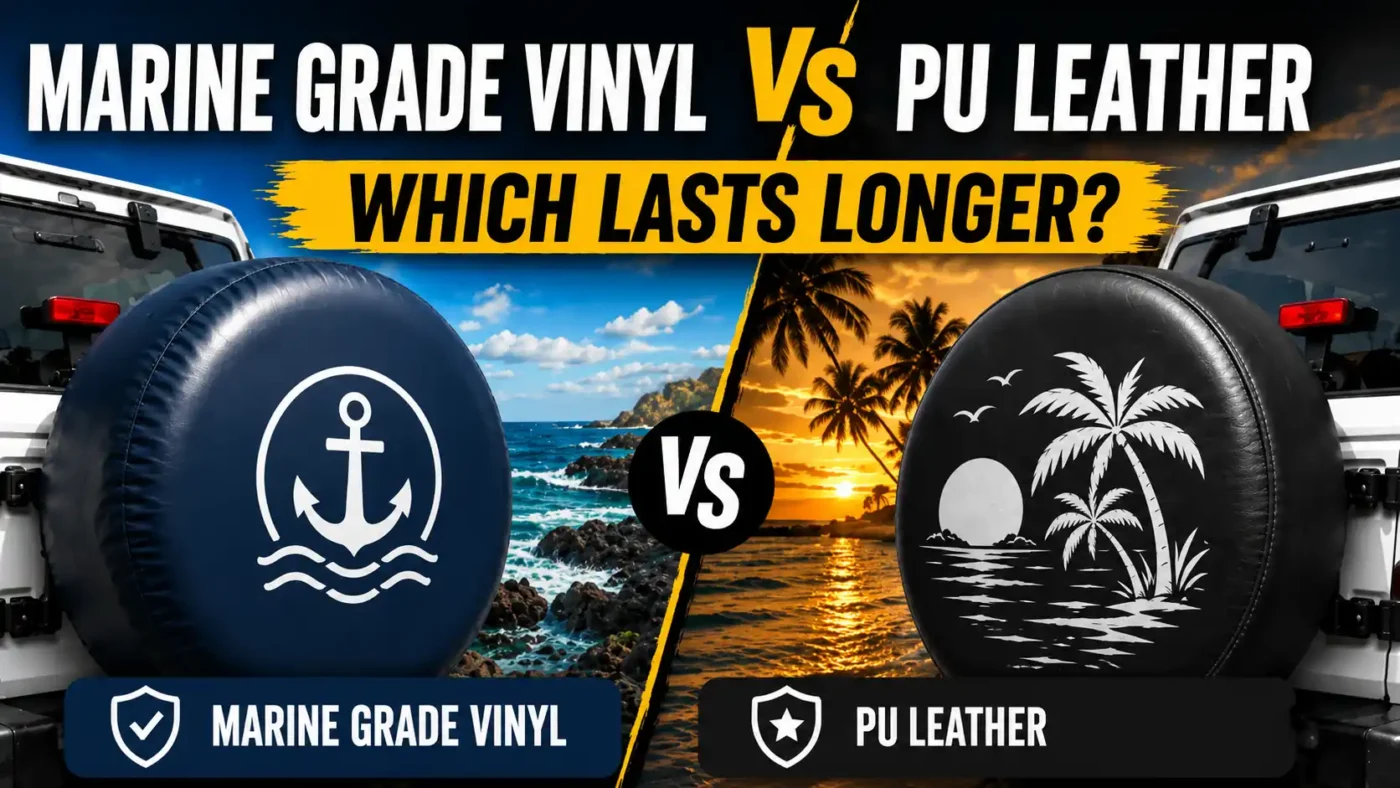 Vinyle de qualité marine ou Cuir PU pour housses de roue de secours : lequel dure le plus longtemps ?