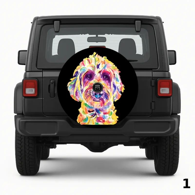 Colorful Dog Portrait Spare Tire Cover