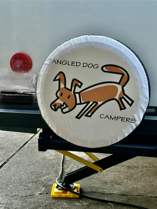 Spare tire cover installed on RV