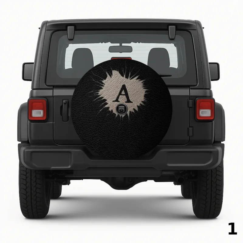 =A in a bullet hole heart Spare Tire Cover