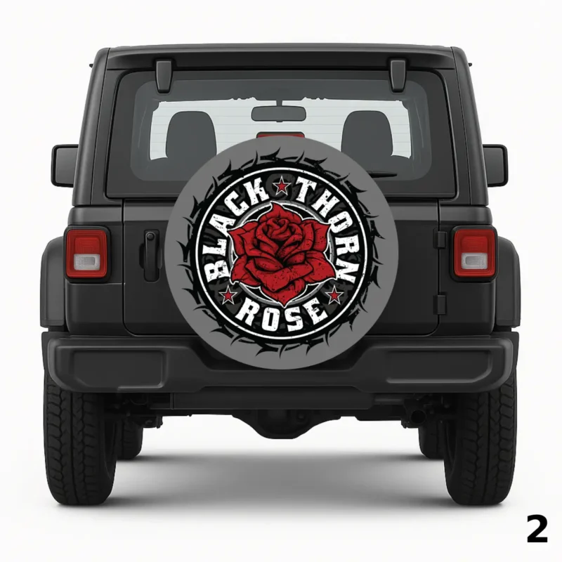 =Black Thorn Rose Spare Tire Cover