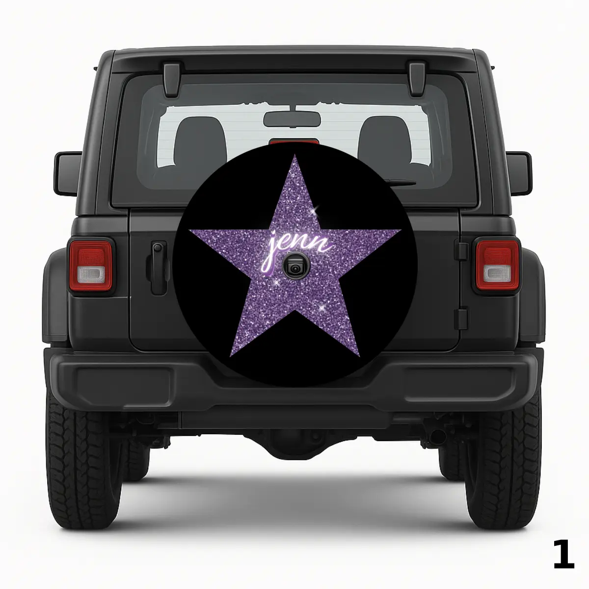 =Glittery Purple Star Spare Tire Cover