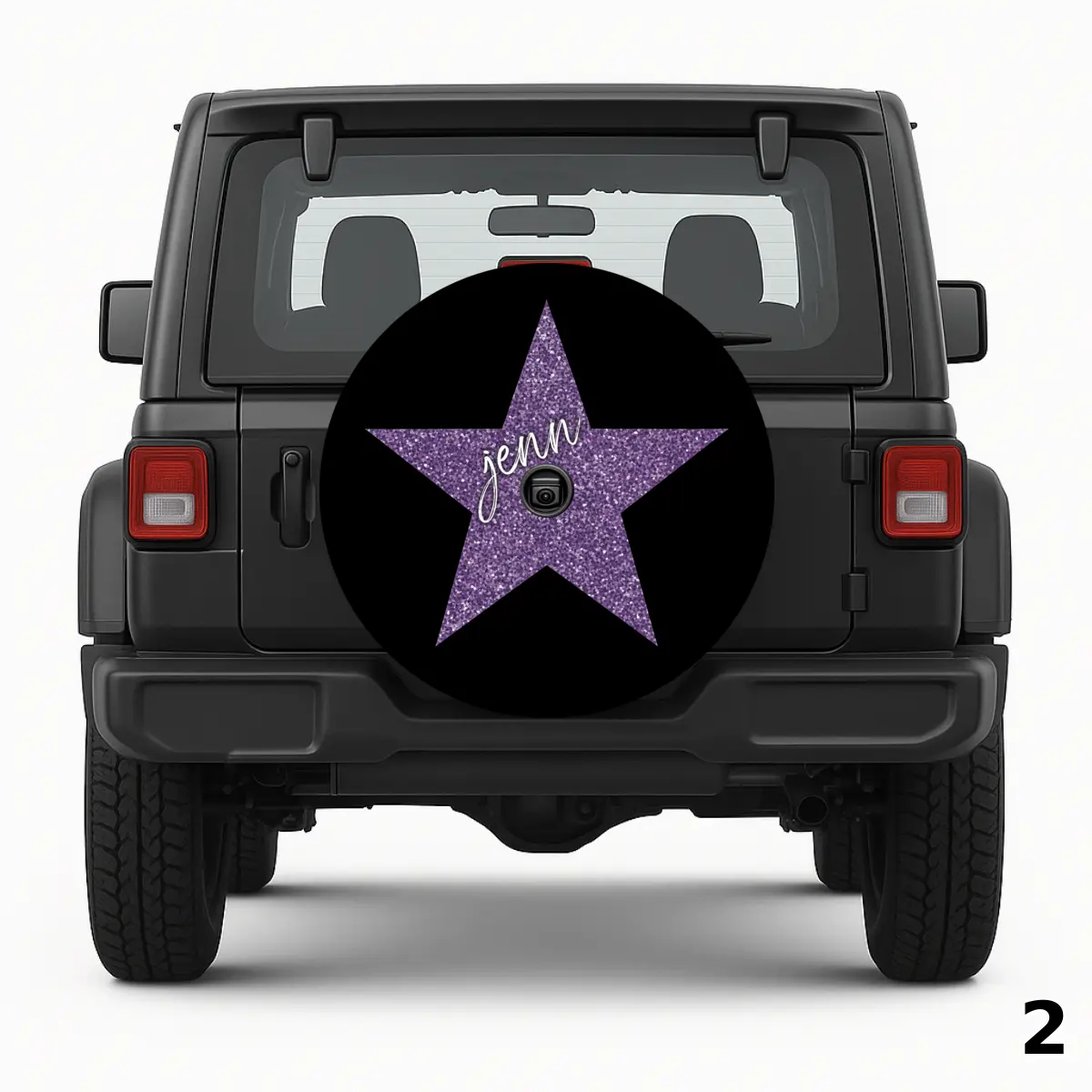 =Glittery Purple Star Spare Tire Cover