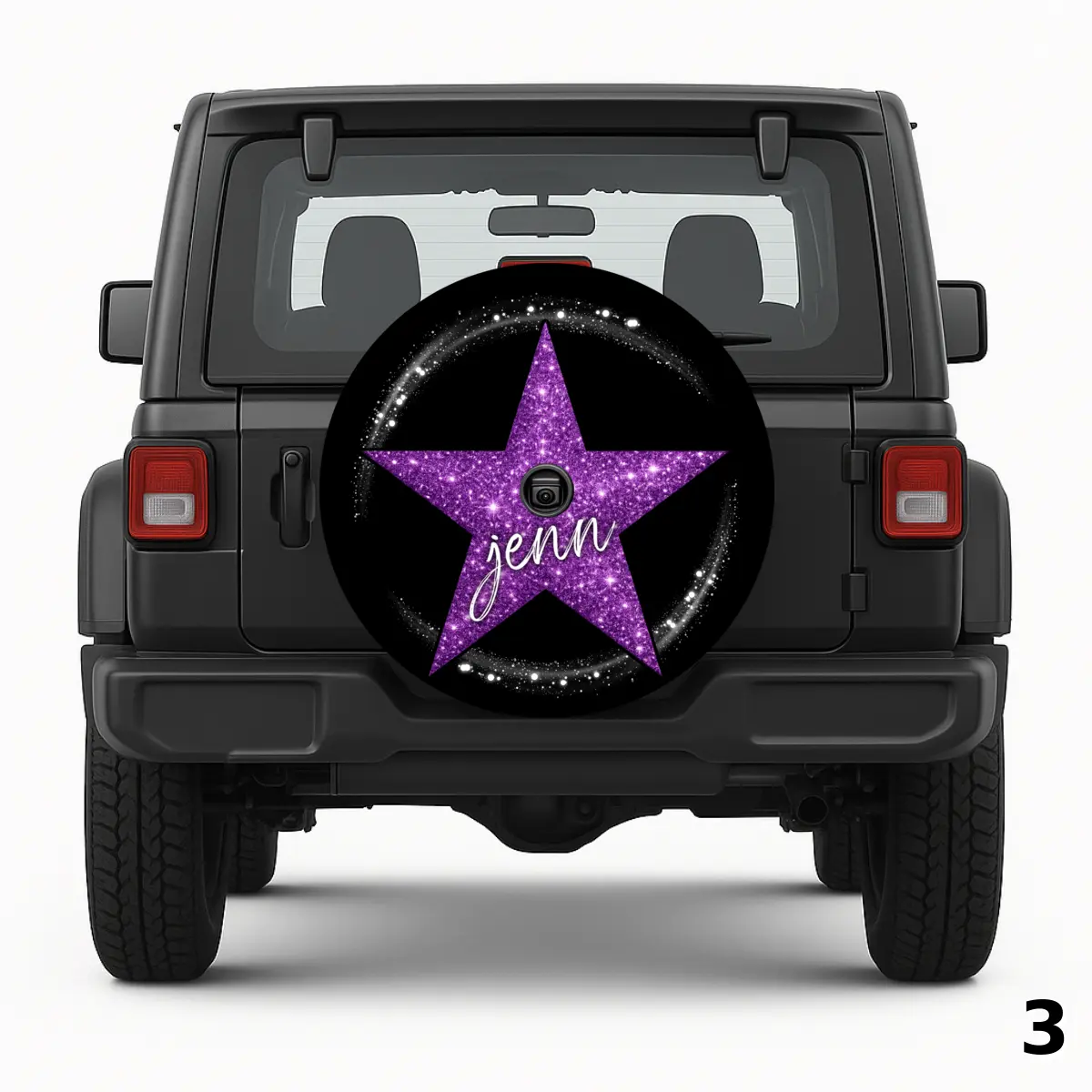 =Glittery Purple Star Spare Tire Cover