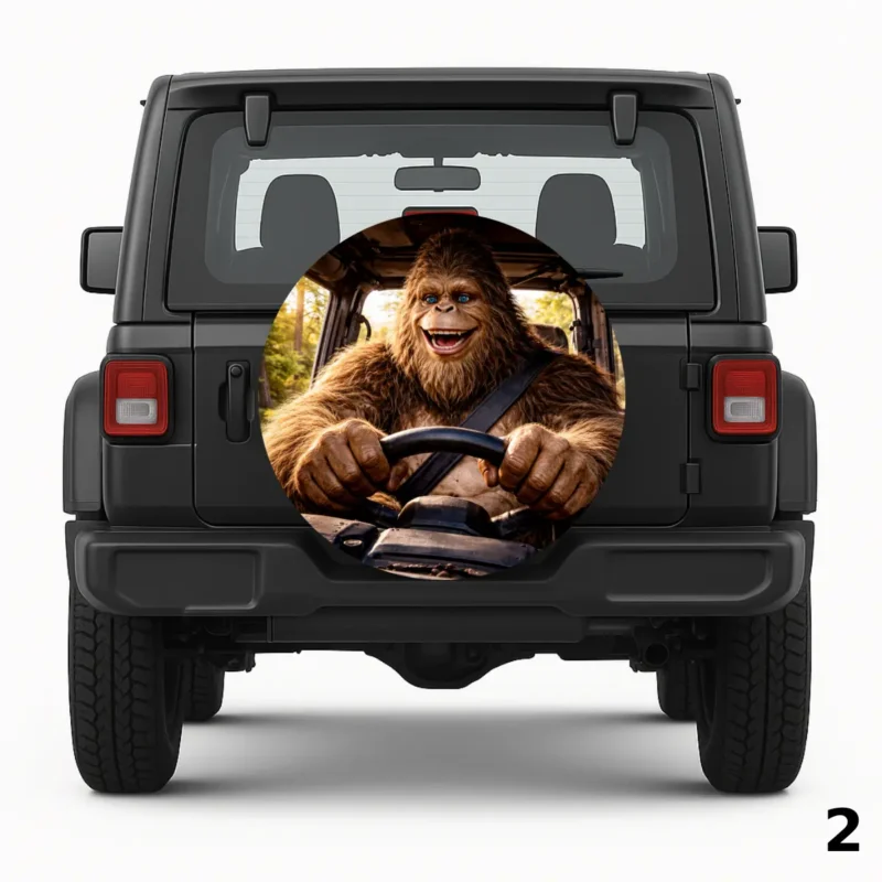 =Sasquatch Driving Spare Tire Cover