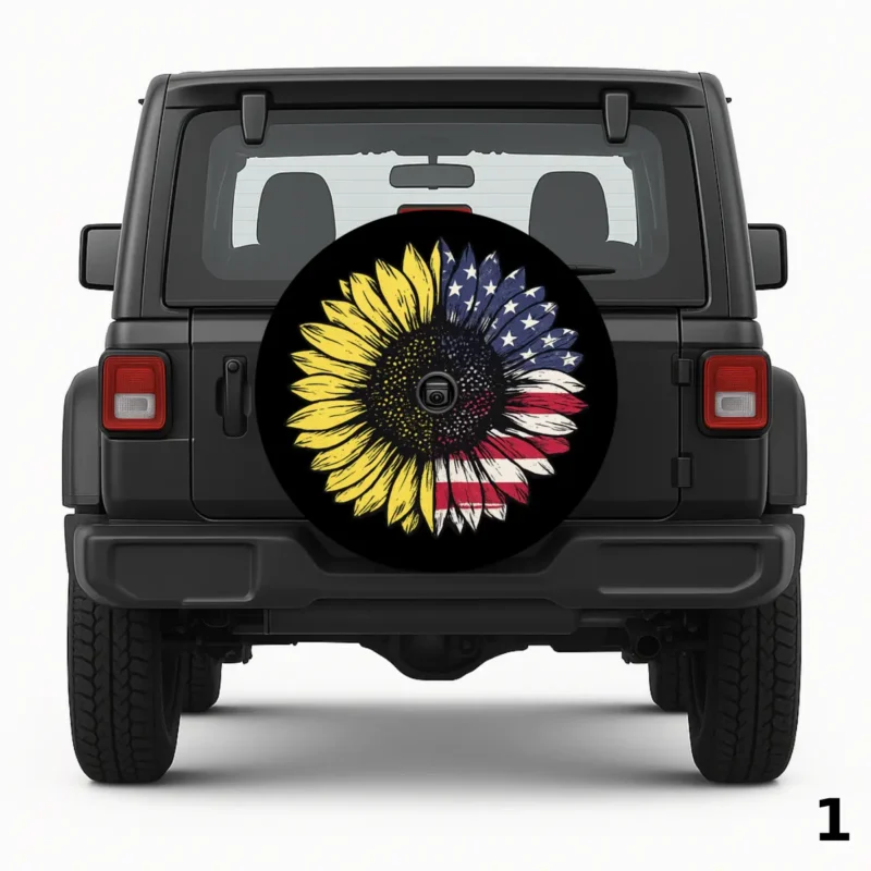 =Sunflower Flag Design Spare Tire Cover
