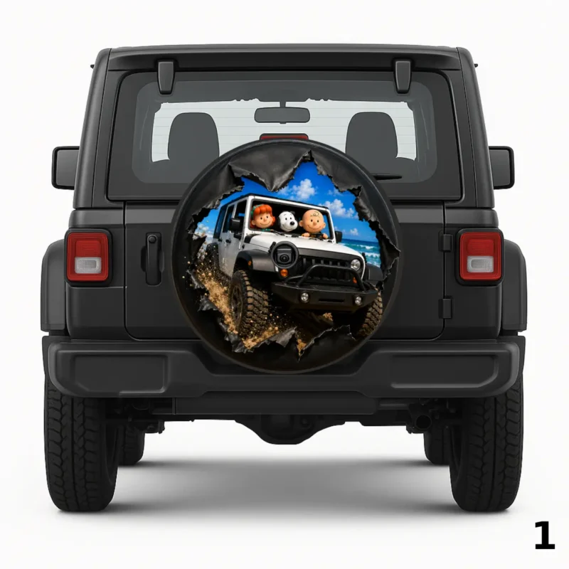 Charlie Brown and The Red Headed Girl with Snoopy Spare Tire Cover