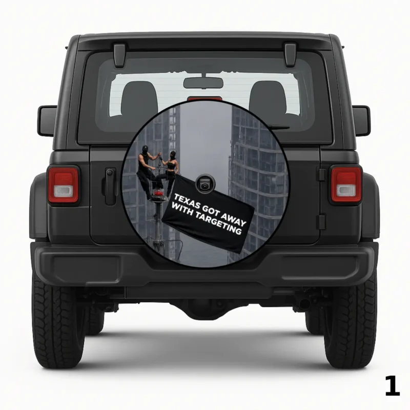 =A flag with Custom Text Spare Tire Cover