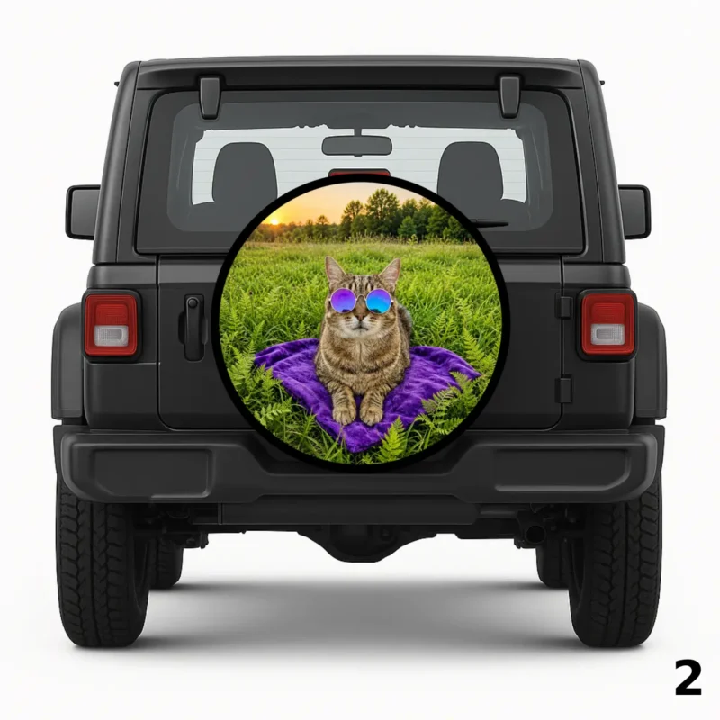 =Hippie Cat with Sunglasses Spare Tire Cover