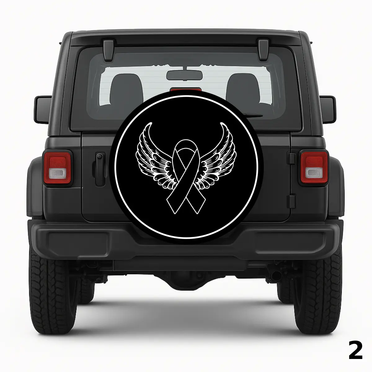 =Lung Cancer Ribbon with Wings Spare Tire Cover