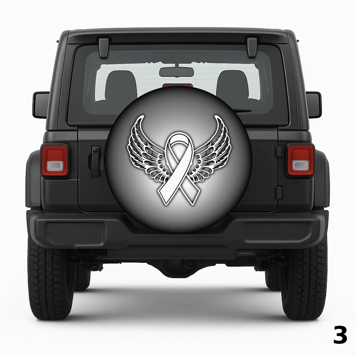 =Lung Cancer Ribbon with Wings Spare Tire Cover
