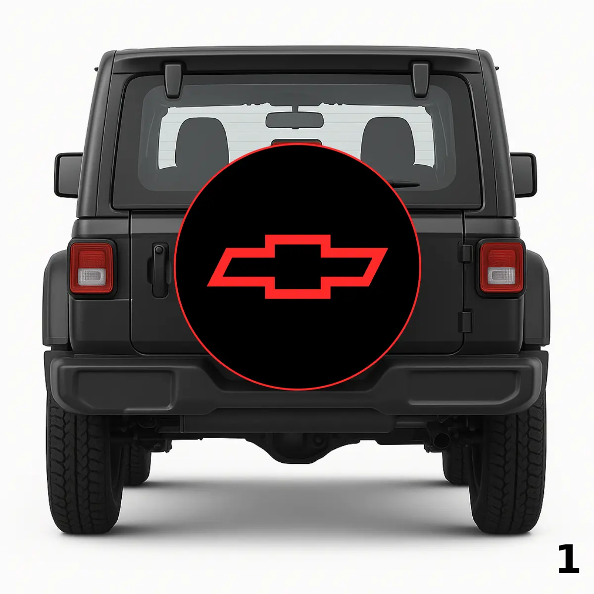 =Red Chevrolet Bowtie with Black Background Spare Tire Cover