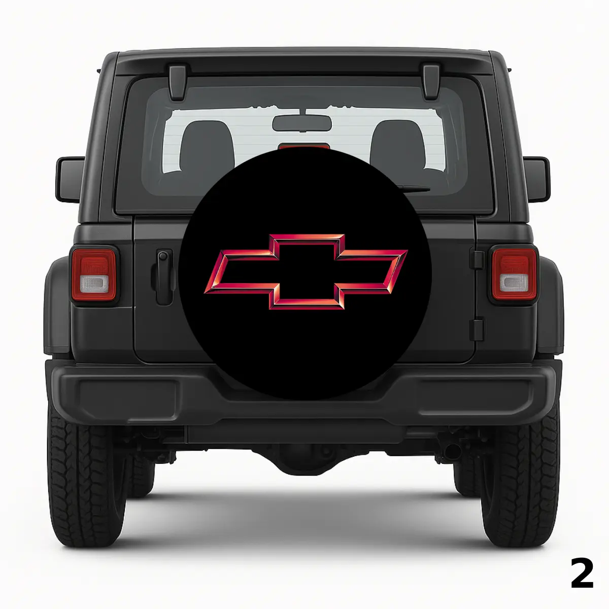 =Red Chevrolet Bowtie with Black Background Spare Tire Cover