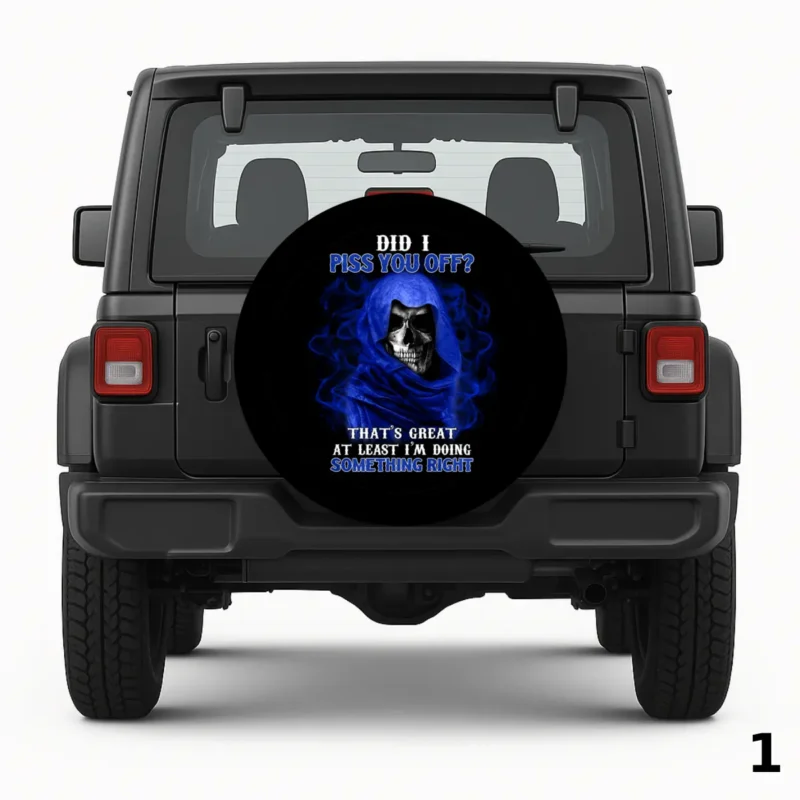 =Skeleton with Blue Hood Spare Tire Cover