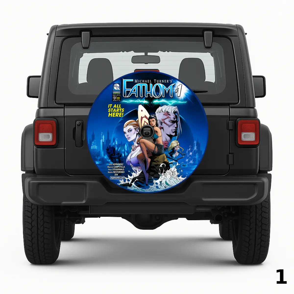 =Underwater Superhero Comic Book Cover Spare Tire Cover