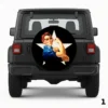 Rosie Riveter Over White Military Star Spare Tire Cover