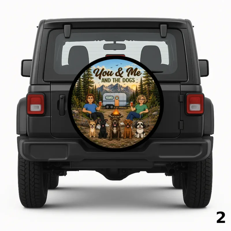 You and Me and the Dogs Spare Tire Cover