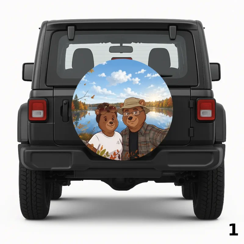 =Bear Couple on a Lake Spare Tire Cover