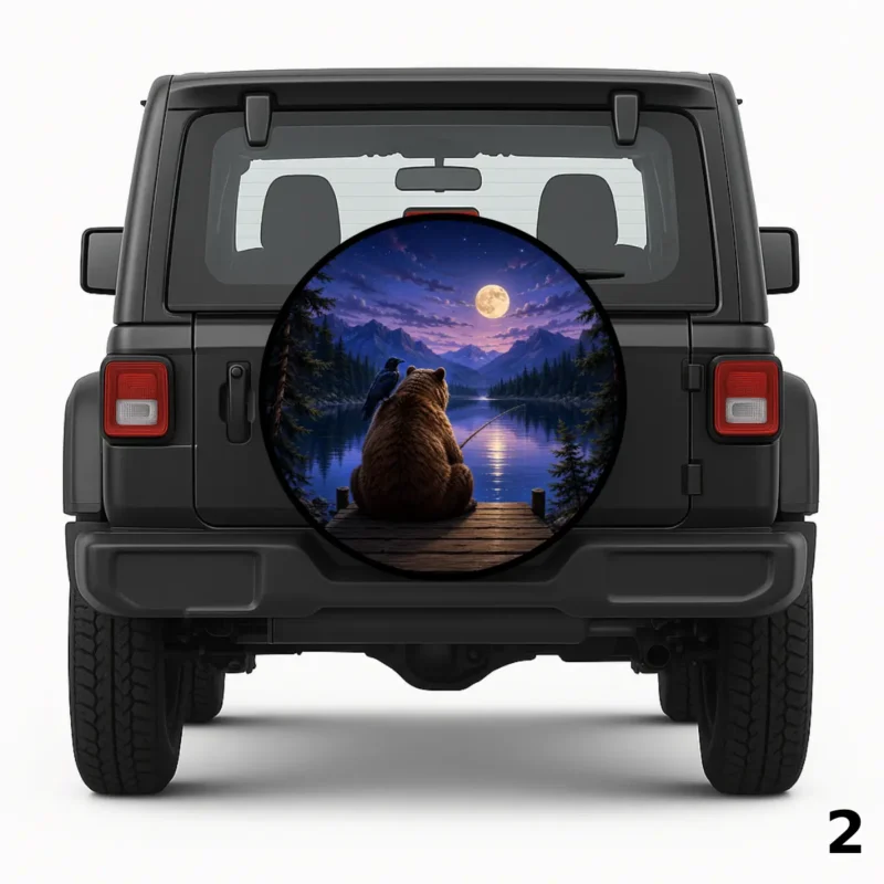 =Bear Fishing With Raven Spare Tire Cover