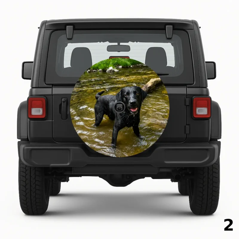 =Black Dog Swimming Spare Tire Cover