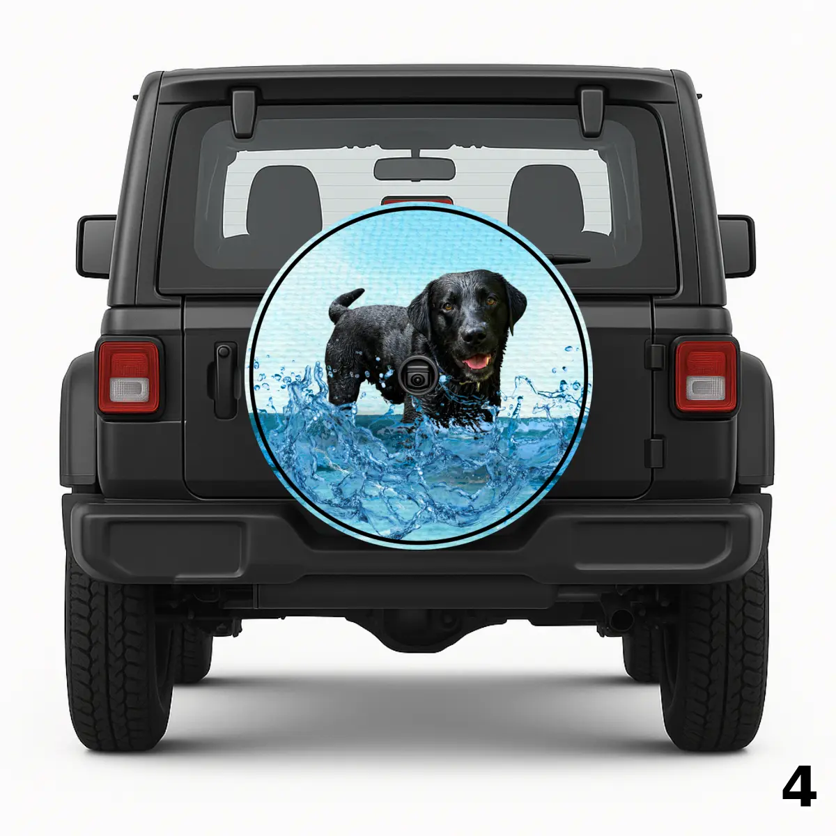 =Black Dog Swimming Spare Tire Cover
