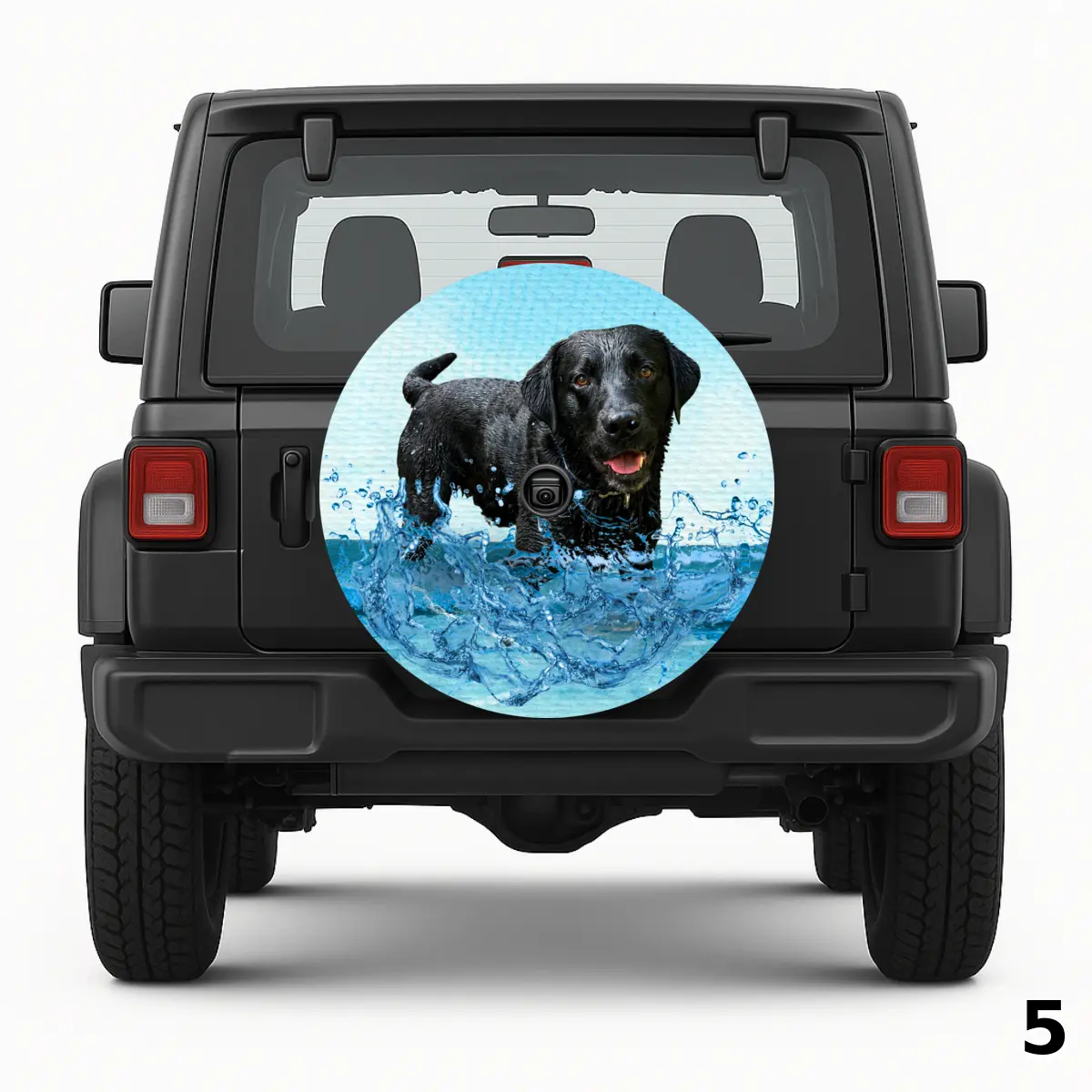 =Black Dog Swimming Spare Tire Cover