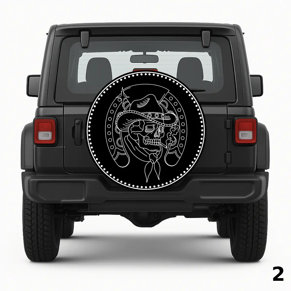 =Cowboy Skeleton Spare Tire Cover