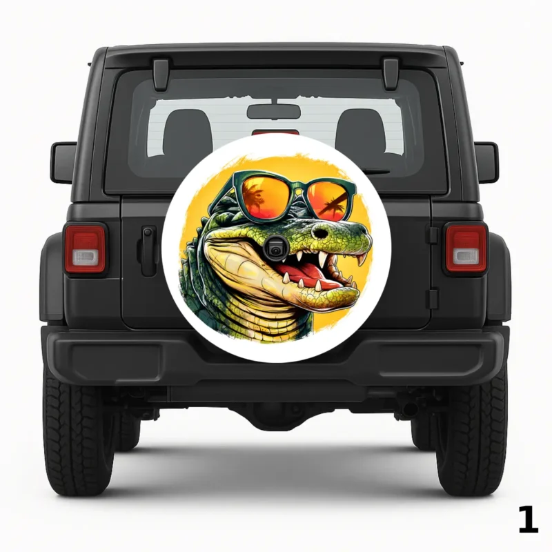 =Dino With Sunglasses Spare Tire Cover