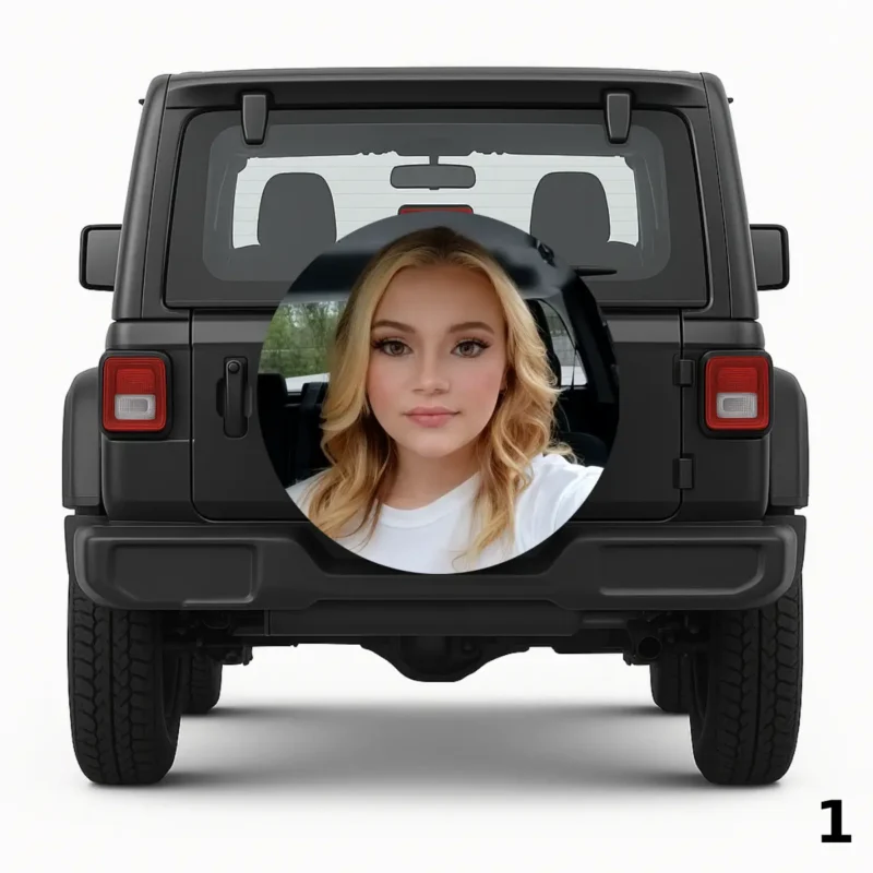 =Girl In Car Spare Tire Cover