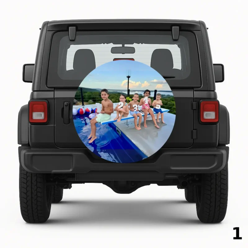 =Grandchildren on the Pool Spare Tire Cover