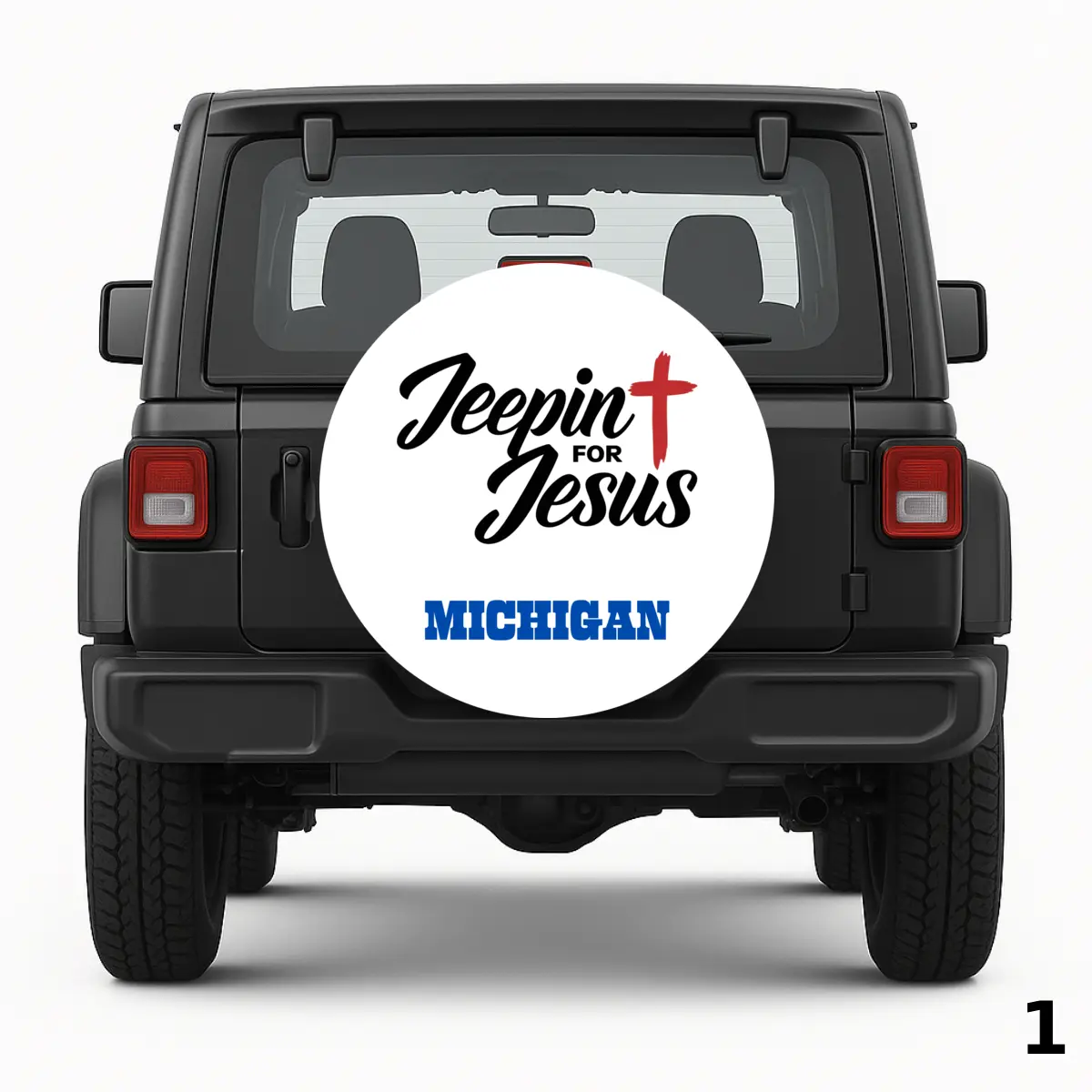 =Jeepin For Jesus Michigan Spare Tire Cover
