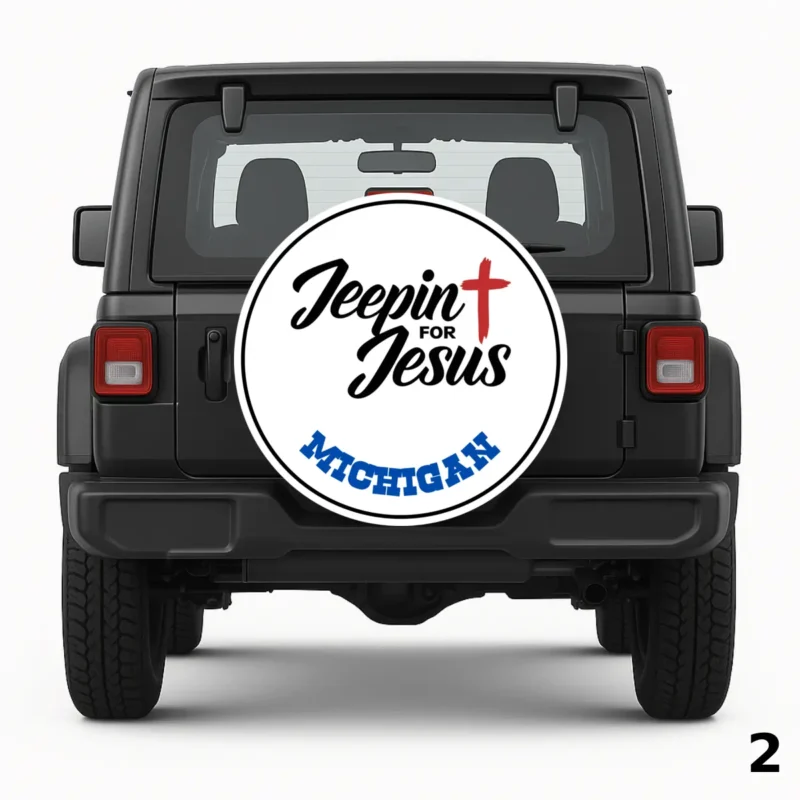 =Jeepin For Jesus Michigan Spare Tire Cover
